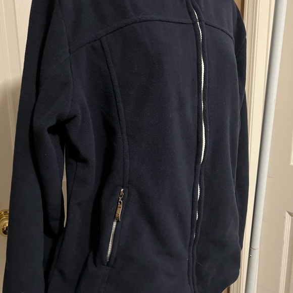 Ladies L Dark Navy & White Fleece Zippered Jacket - Picture 4 of 8